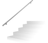 Relaxdays pasamanos escalera con soportes y tacos metálicos, acero inoxidable cepillado, plateado, 200 cm