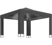 Cenador con doble techo y tira de luces led antracita 3x3 m