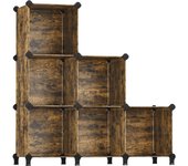 Estantería modular de 6 compartimentos con patas - organizador de plástico, zapatero, cubos de 30x30x30 cm, para salón, dormitorio, marrón rústico