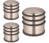 3 topes puerta acero inoxidable, freno portazos, 7,5 x 7 cm, anillo goma, alto y pesado, antideslizante, bronce