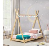 Cama infantil vimpeli tipi indio bambu 90 x 200 cm - madera natural [en.casa]