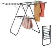 Relaxdays tendedero plegable, tenderete colada 2 alas, 2 niveles para tender ropa, 93 x 136 x 58 cm, gris