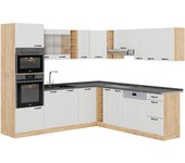 Vicco cocina esquinera r-line, casa de campo blanca/roble dorado, 237 x 247 cm , et antracita