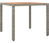 Mesa de jardín，mesa para exteriores，mesa de patio ratán pe gris y superficie madera maciza acacia cfw14879