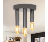 Nettlife lámpara de techo vintage e14 de 3 focos lámpara de dormitorio gris industrial retro con araña de metal para sala de estar bar, máx. 25w