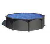 Piscina de acero redonda ø4,80m x h: 1,32m - gris antracita - filtración de arena