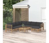 Maison exclusive - set de muebles de jardín 9 piezas bambú con cojines gris oscuro