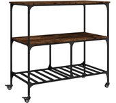 Carrito de cocina，estantería de cocina, carrito de servir madera ingeniería roble ahumado 100x50x95 cm cfw29277
