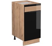 Vicco mueble bajo de cocina fame-line, roble negro alto brillo, 40 cm sin encimera