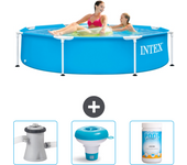 Paquete de piscina - intex - alrededor - 244x244x51 cm + accesorios cb77