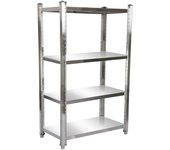 Estantería de acero inoxidable 120x50x155cm con 4 baldas para hostelería, cocina industrial, almacén