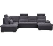 Beliani sofá cama con forma de u halden tela gris oscuro con almacenaje 5 plazas universal derecha