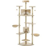 Rascador para gatos con nicho, peluche de sisal, 203 cm, beige y blanco 3702121