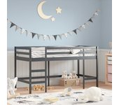 Vidaxl cama alta de niños escalera madera maciza pino negra 90x190 cm