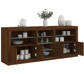 Aparador | aparador de comedor | armario de cocina con luces led roble marrón 181,5x37x67 cm cfw63026