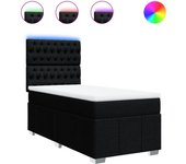 Cama somier tapizada con colchón de tela negra 90x200 cm