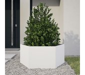 Jardinera hexagonal de acero blanco 104x90x45 cm