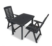 Vidaxl set de mesa y sillas de jardín 3 piezas plástico gris antracita