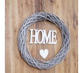 Corona de puerta home redonda, corona decorativa corona de pared, madera ø 40cm mvg blanco-gris