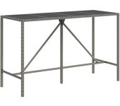 Mesa alta y tapa de cristal gris 180x70x110 cm polirratán