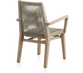 Pack de 4 sillones de madera de acacia y trenzado de cuerda color topo