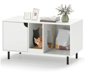 Costway armario para gatos, caja de arena para gatos con armario cerrado, compartimento abierto y tablero rascador desmontable para gatos, casa para g
