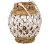 Farol de algodón trenzado y fbira natural marrón 15x24x28