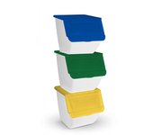 Tienda eurasia® cubo de basura para reciclaje - pack 3 cubos de basura de cocina para reciclar apilables - 36l