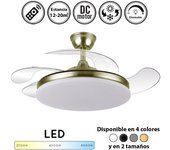 Ventilador de techo con luz silencioso dc con mando tridente dorado 107 cm invierno-verano color luz regulable