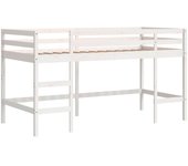 Cama alta de niños | cama individual escalera madera maciza pino blanco 80x200 cm cfw52302