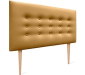 Dhome cabecero de polipiel con 3 hileras de botones y patas cabezal tapizado cama lujo (dorado, 105cm)