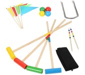 Juego de croquet de madera, juego de croquet para 4 jugadores, niños y adultos, juego completo con bolsa, mazos, varios colores