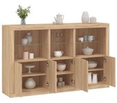 Aparador | aparador de comedor | armario de cocina con luces led roble sonoma 162x37x100 cm cfw81496