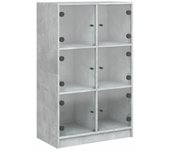 Aparador alto | aparador de comedor | armario de cocina con puertas madera gris hormigón 68x37x109 cm cfw31022