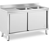 Fregadero de acero inoxidable - 2 cubas - royal catering - acero inoxidable - 500 x 400 x 300 mm