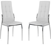 Pack de 2 sillas salón comedor laci estilo contemporáneo en color blanco y plata con patas de metal 46x101x54 cm