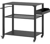 Carrito de parrilla outsunny acero, metal negro 105x50x79 cm