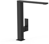 Tres 00648501nm cuadro grifo monomando caño alto con maneta lateral para lavabo color negro mate