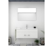 Conjunto de baño suspendido florencia 1 cajón incluye mueble, lavabo y espejo - blanco 90 x 45 cm seno centrado