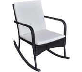 Silla mecedora de jardín ratán sintético negro