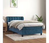 Cama con somier y colchón azul oscuro 90x200 cm