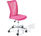 Silla de oficina con ruedas regulables en altura en ecopiel fucsia y poliéster