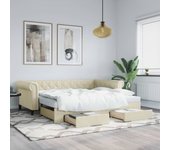 Maison exclusive - sofá cama nido con cajones cuero sintético crema 90x200 cm