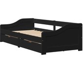 Cama para adulto | cama individual | diván con 2 cajones sin colchón irun negro 90x200 cm cfw496778