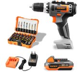Atornillador a batería de 20 v - fuxtec - fx-e1bs20 y kit de puntas
