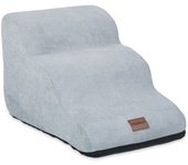 Relaxdays escalera para perros, 3 peldaños, escalón mascotas, gatos, cama y sofá, 33x36,5x52 cm, gris