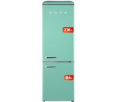 Evvo frigorífico combi f55 - retro verde aquamarina - refrigerador 216 litros - congelador 84 litros - diseño vintage - 192 x 59.9 x 62.8 (cm)