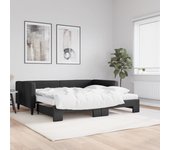 Diván con nido y colchón negro 90x200 cm tela vidaxl