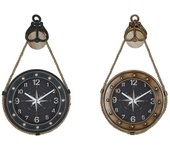 Reloj de pared dkd home decor 43 x 8 x 71 cm cristal negro dorado hierro (2 unidades)