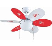 Bastilipo - sevilla fc - ventilador de techo con palas reversibles blancas y rojas. oficial del sevilla fútbol club